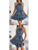 Leopard Print Ruffled Hem Halter Dress