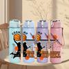 1PC Basketball Player Slogan Art 750ml Color Plastic Sports Water Bottle Leakproof Flip Straw Lid Suitable for Sports Office Home Use