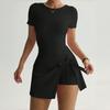 Yoga One-Piece Short Skirt Tight Back Fake Two-Piece Outdoor Fitness Anti-Light Sports Tennis Skirt Women