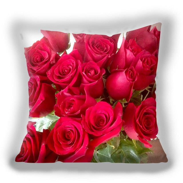 

Подушка с цветком красной розы, наволочка с изображением любви, квадратная наволочка для пары, необходимая наволочка для украшения дома, спальни, наволочка 40x40cm