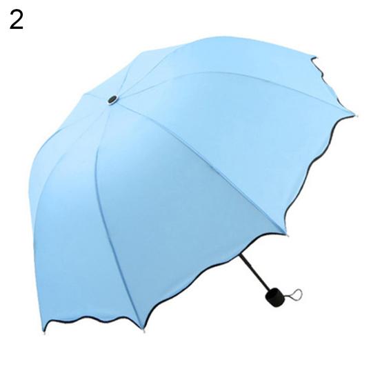 Lovely Women Lotus Leaves Anti UV Dome Parasol Outdoor Sun/Rain Folding Umbrella