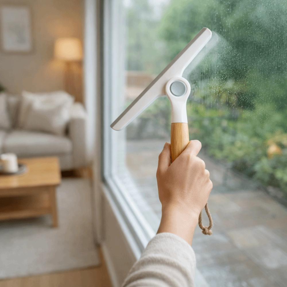 Non-Scratch Glass Wiper Wooden Handle Scraping Scraper Household Clean Wiper Kitchen Sink