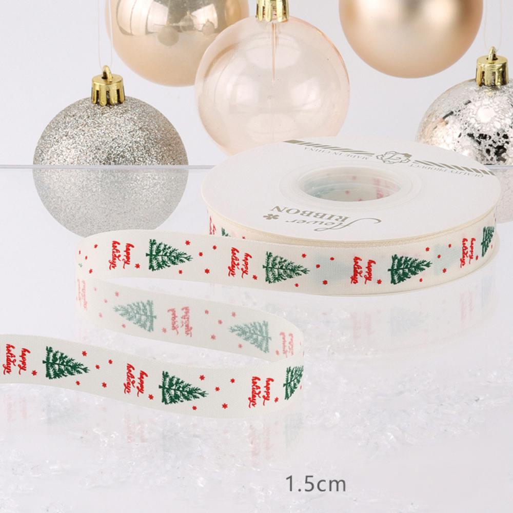 25yards 15/25mm Christmas Tree Ribbon Printed Polyester Ribbons for Decor Xmas Gift Rope Wrapping New Year Gifts Crafts