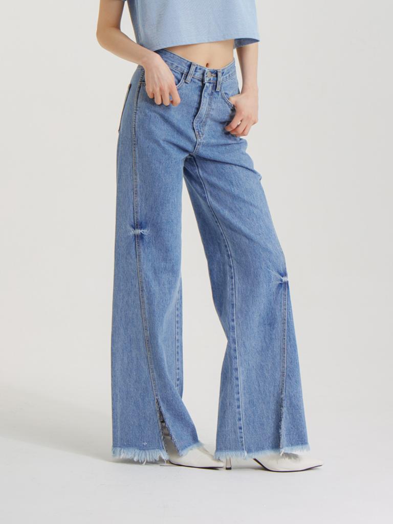 UNKNOWN PLANET Line Slit Denim Pants Blue