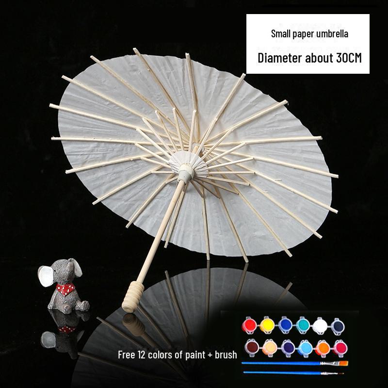 DIY Handbemalter weißer Papierschirm für Kinder – Chinesischer antiker Stil, Bastelaktivität für den Kindergarten