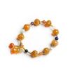 EasternStar Natural Gold Thread Bead Bracelet Pumpkin Gourd Hand String Yellow Jade Pixiu Ladies Bone