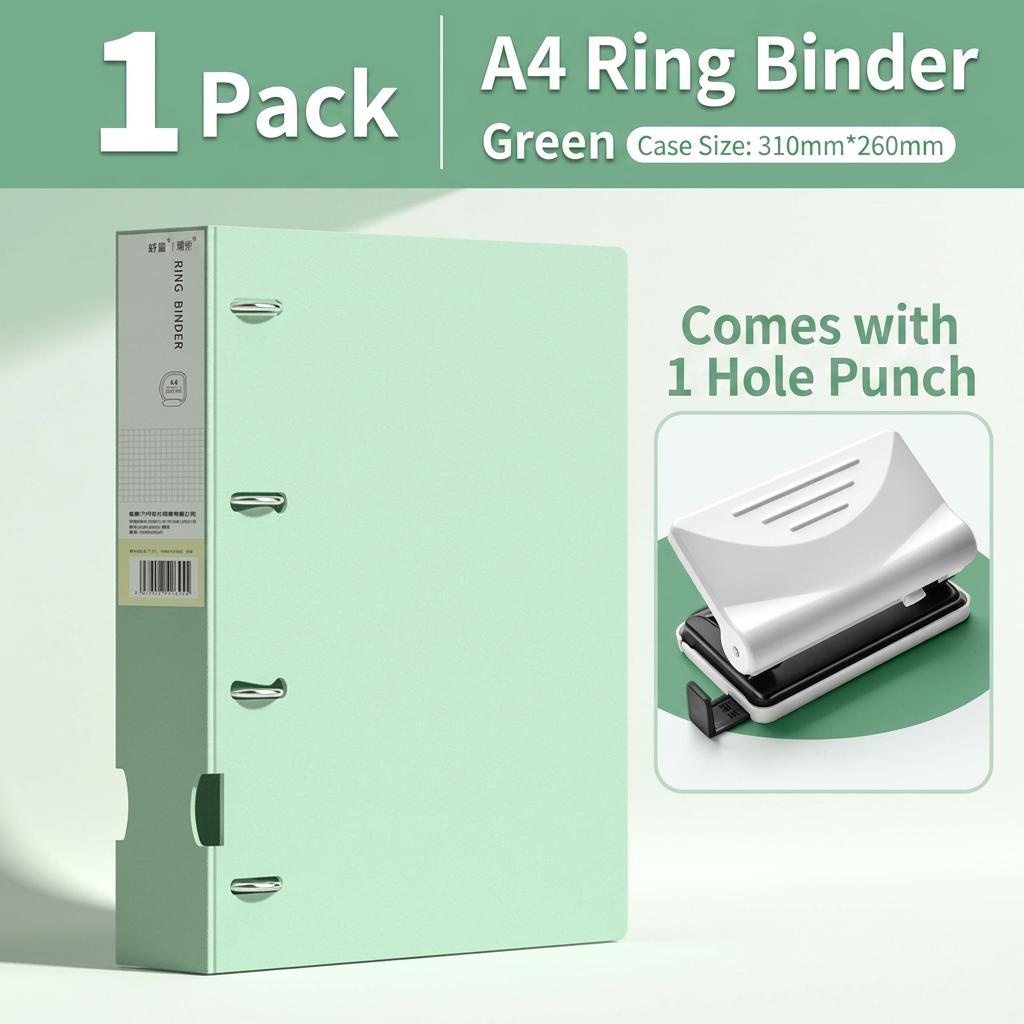 Document Organizer Minimalist 4-Hole Binder Office Binder Rugged A4 D-Ring Binder For Student Organization Office Document зелёный