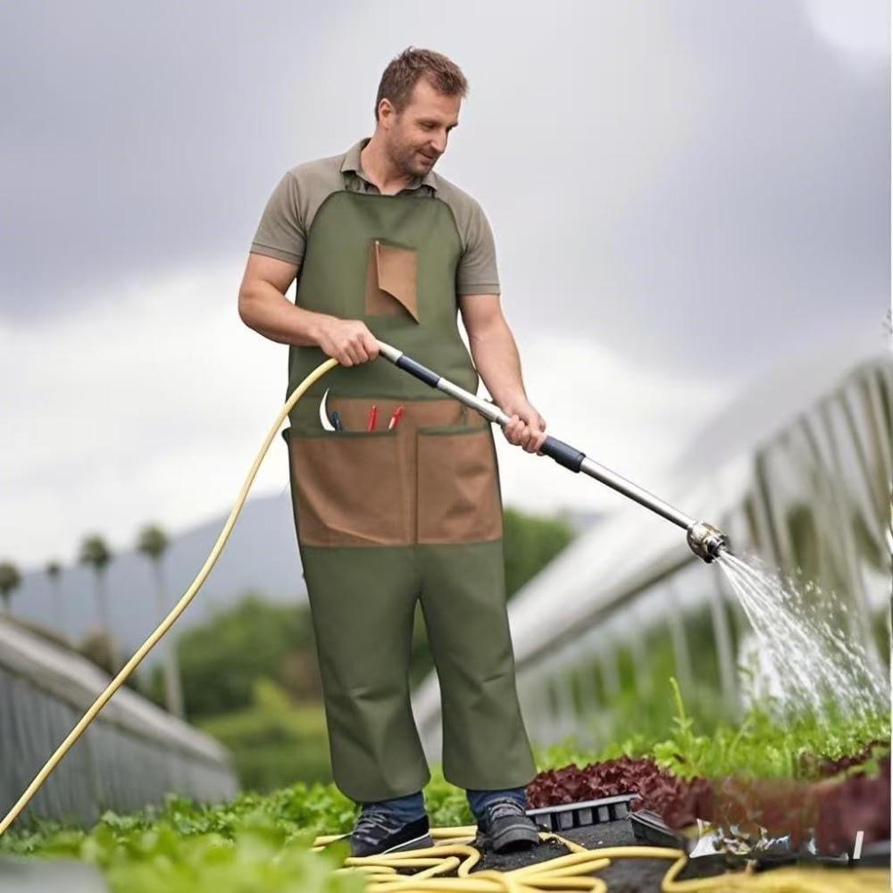 Gartenschürze,Schürze Mann,Ernteschürze mit Taschen,Wasserdicht,Verstellbar,Verstärkte Knie zum Rasenmähen und Rasenpflege