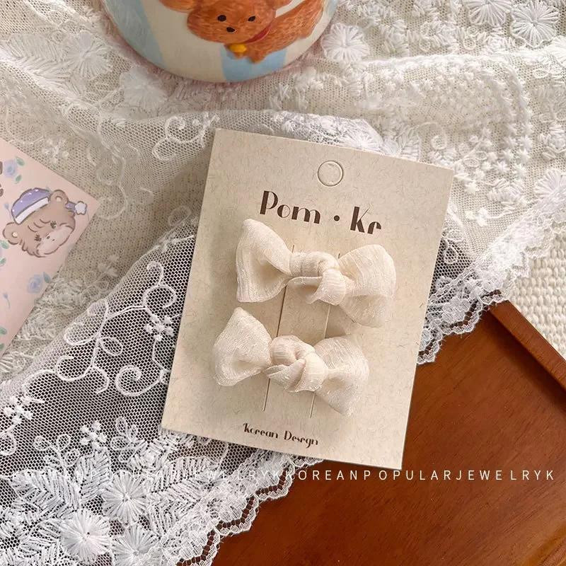 2pc/set Cute Princess Hair Clip for Toddler Exquisite Lace Bow Peal Baby Bang Side Clip Cute Kids Hair Pin Headwear Accessories
