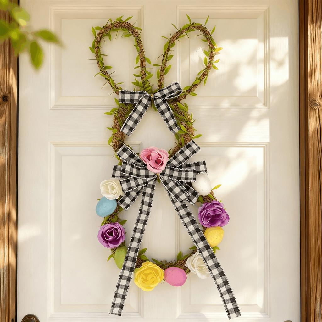 Easter Wreath Plastic Vine Circle Easter Decoration Luminous Hanging Decoration High Simulation Wreath Door Hanging