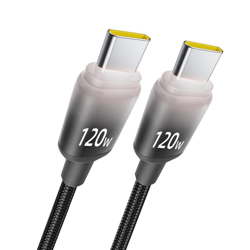 120W Dual Type-C Fast Charging Cable for Apple 15/16, Huawei, Vivo, Oppo - Ideal for Car Chargers