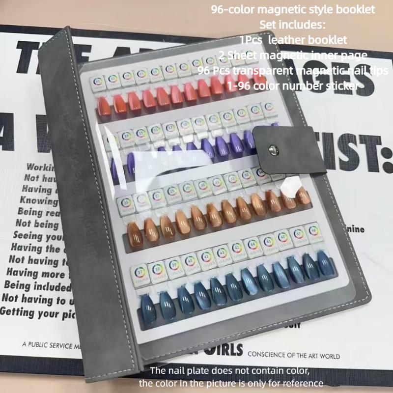 Magnetic Tips Nail Art Swatch Book Large Acrylic Works Display 48/96/142/192 Colors Manicure Color Test Storage Card for Beauty