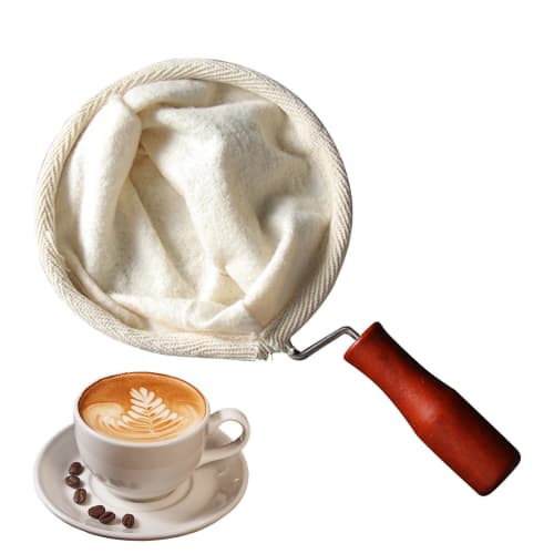 Stalf Coffee Dripper Cloth, Cloth Coffee Strainer, Coffee Tea Strainer Bag | Handmade Reusable Cafe Flannel Cloth Filter Bag with Wooden Handle, Coffe