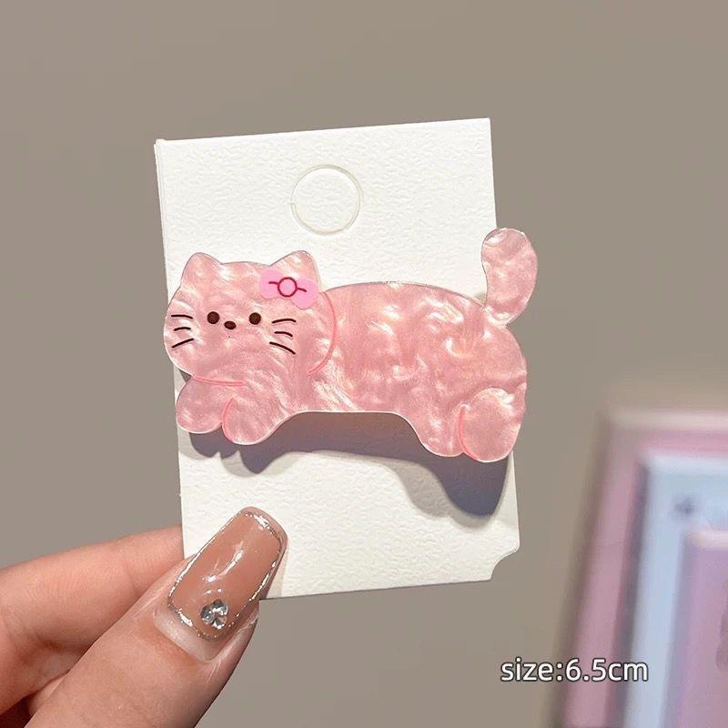 2-5Pcs New Cartoon Puppy Cat Acetate Hair Clip Ins Dopamine Simple Duckbilled Clip Bangs Hair Clip Y2K Hair Accessories Headwear
