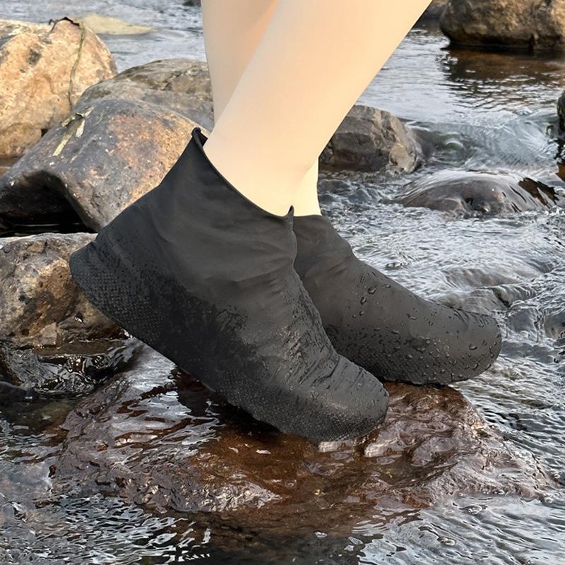 Rubber Latex Rain Shoe Covers Reusable Thickened Rain Boot– Anti-Slip, Portable for Outdoor Hiking & Travel