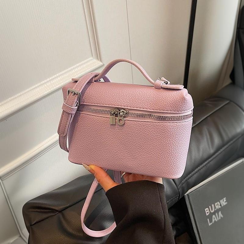 Chic Lychee Grain Women Lunch Tote Bag Insulated Shoulder Crossbody Handheld Bag for Commute Office Food Storage