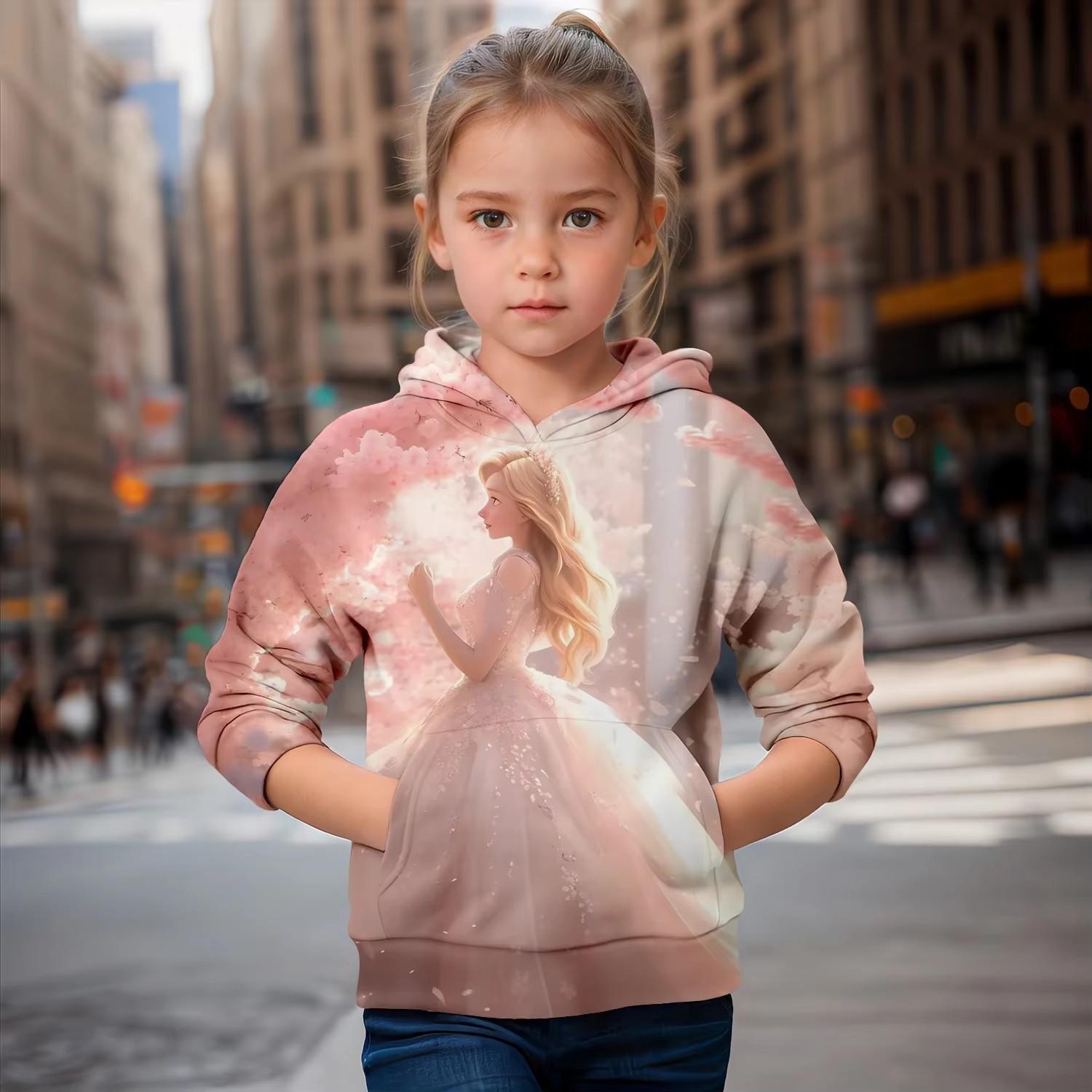 

Детская одежда Толстовки с капюшоном для девочек с длинным рукавом, мультяшный 3D-принт с комиксами, повседневная милая детская одежда на весну и осень, одежда для девочек, верхняя одежда 160