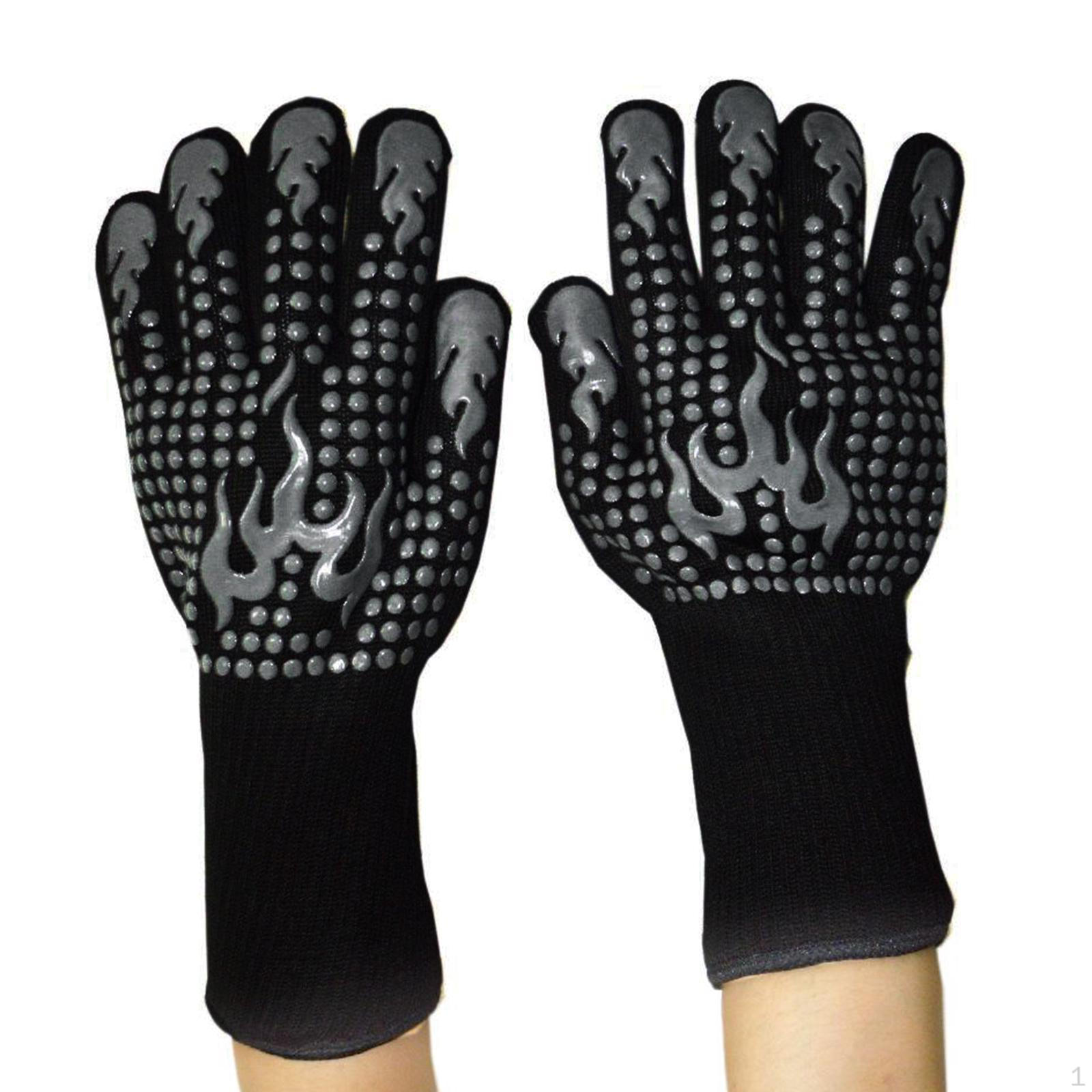 

1 Pair Grill Barbecue Oven Gloves Anti- BBQ indoor e outdoor Use сірий колір