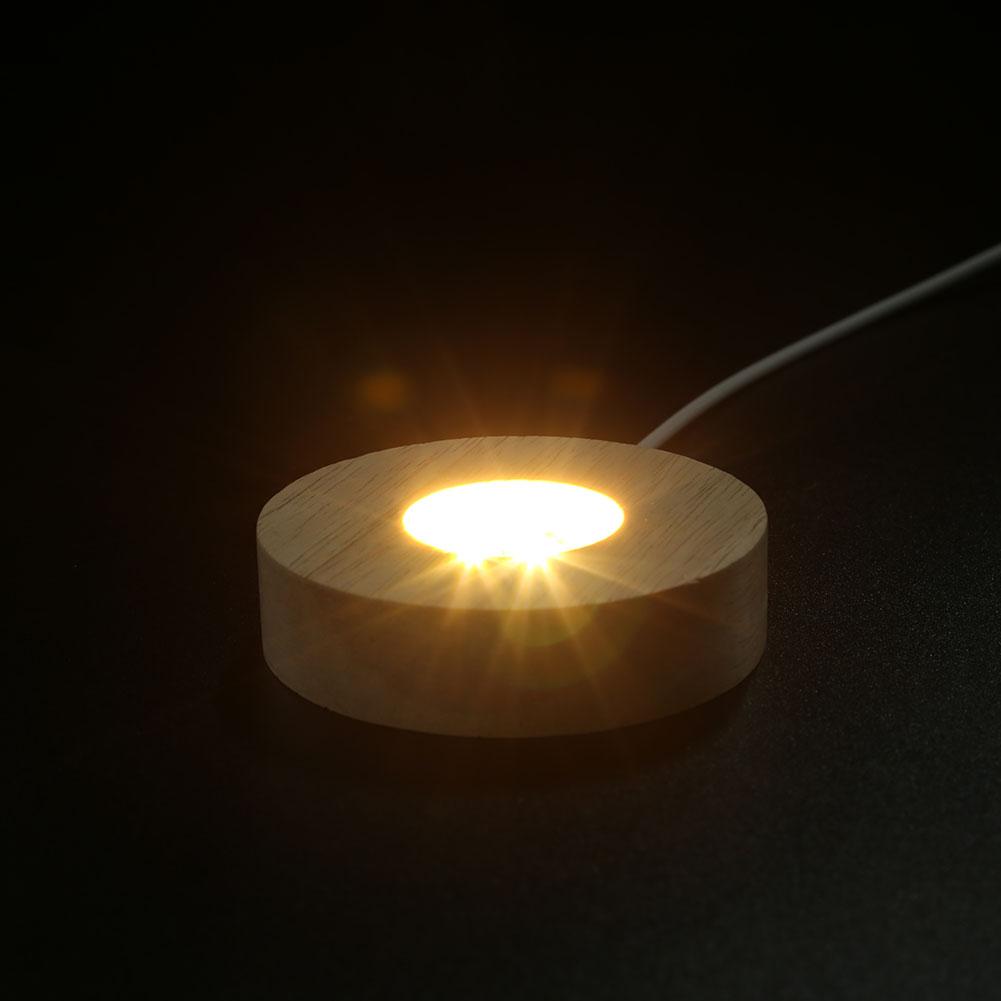 LED Wood Display Base Holder Rectangle Woode Base Stand Acrylic Warm Light Crystal Glass Night Light Base Resin Art Craft Decor