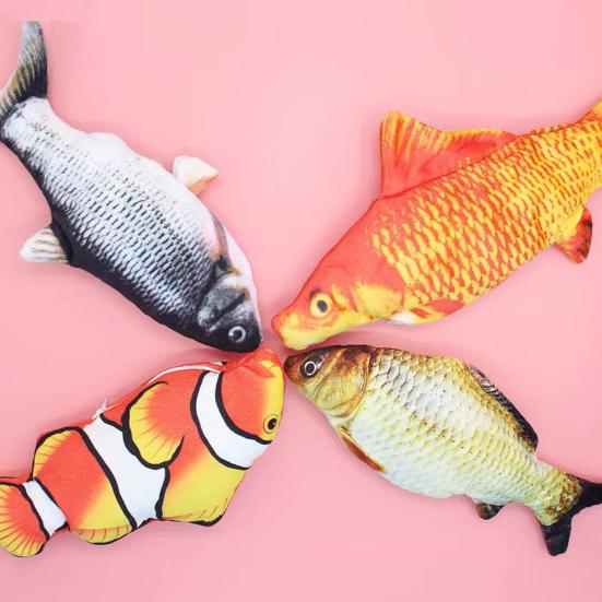 Flopping Fish Cat Toy Rechargeable Soft Stuffed Fish Interactive Chew Toy Realistic Fish Cat