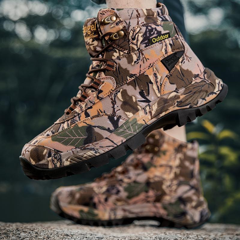 Men's Waterproof Camouflage Hunting Boots Hiking Boots Anti-skid Breathable Durable Outdoor High Cut Hiking Wear Resistant Shoes