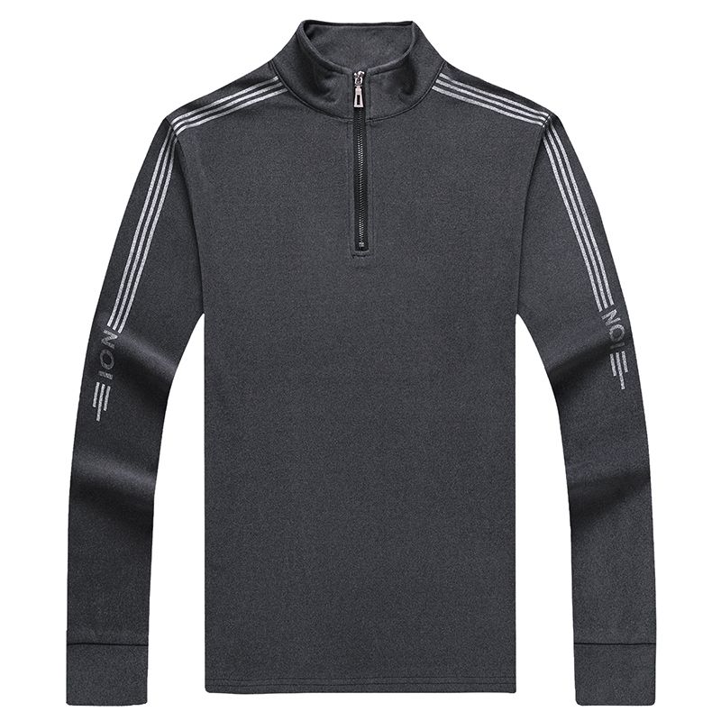 Wiosna Jesień Męski Slim Paski Długi Rękaw Sportowy T-shirt Ubrania Koreańskie Koszulki Streetwear Moda Męska Zapinana na Zamek Dolna Casual Top