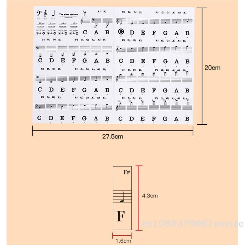 [ZYAS][G331] Set 1 Adesivi Lettere Piano per Principianti 88/61/54/49 Tasti Con Etichette Note Colorate Rimovibili Adesivi Tastiera Piano