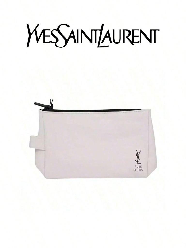 YSL - Women's Makeup Bag Storage Bag, White Leather, Large Capacity, Convenient To Carry, Suitable For Daily Use.A Gift For Friends