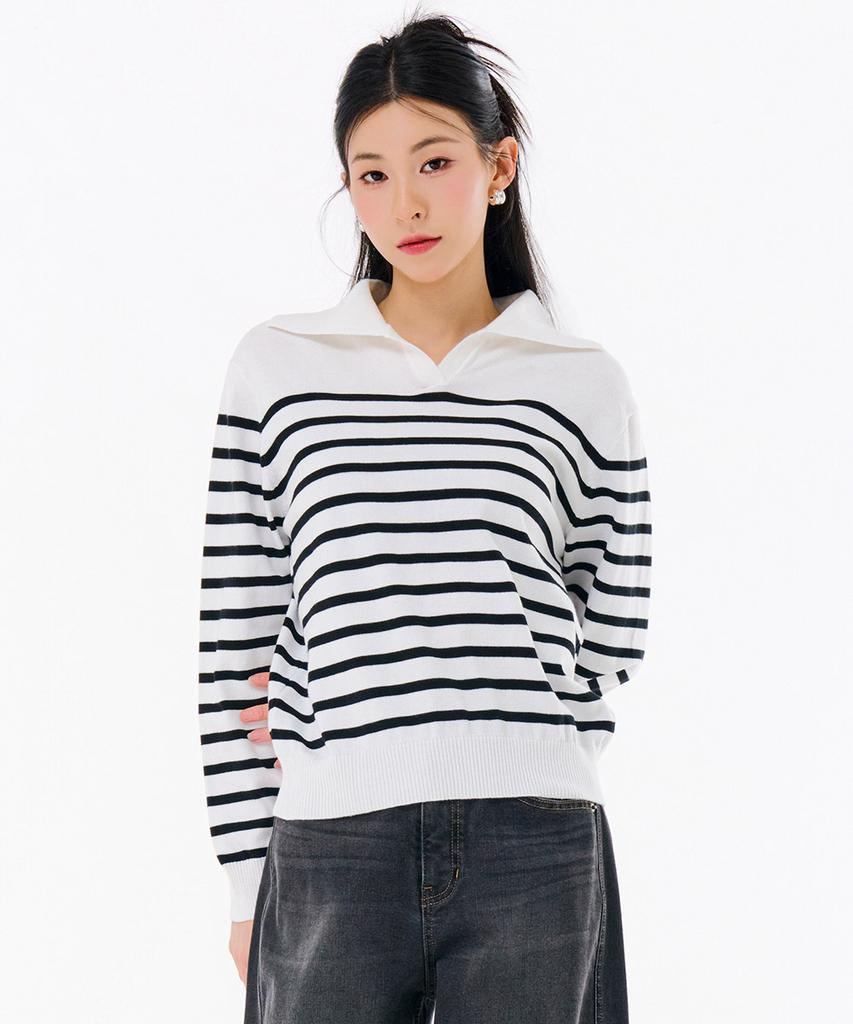 CHASECULT Women'S Striped Collar Sweater-Farg5263B0A