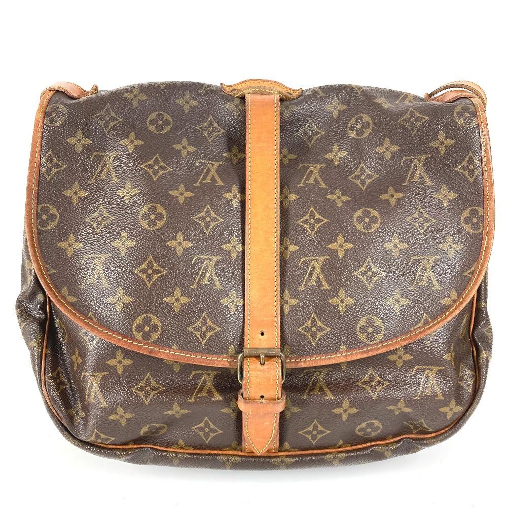 Louis Vuitton M42254 Monogram Saumur 35 Crossbody Flap Bag Shoulder Bag Brown