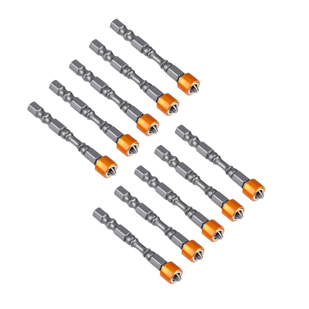 10Pcs 65mm PH2 Hex Shank Magnetic Anti Slip Screwdriver Bits Set for Plasterboard Drywall Screw