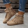 Women's Rivet Flat Tassel Short Boots - 2023 Autumn/Winter European & American Style