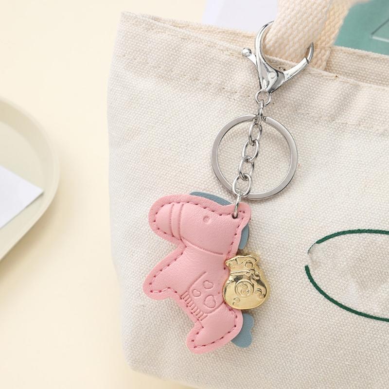 Handcrafted Leather Keychain Symbolizing Good Luck and Prosperity Horse Pendant Key Ring for Couples and Car Owners