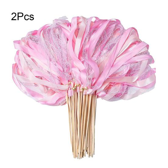 2 шт. Чарівні палички з стрічками, дзвіночками та мереживним дизайном зі стрічок, сувеніри для вечірок, палички для весіль, днів народження, декоративна шовкова паличка, легка, магічна