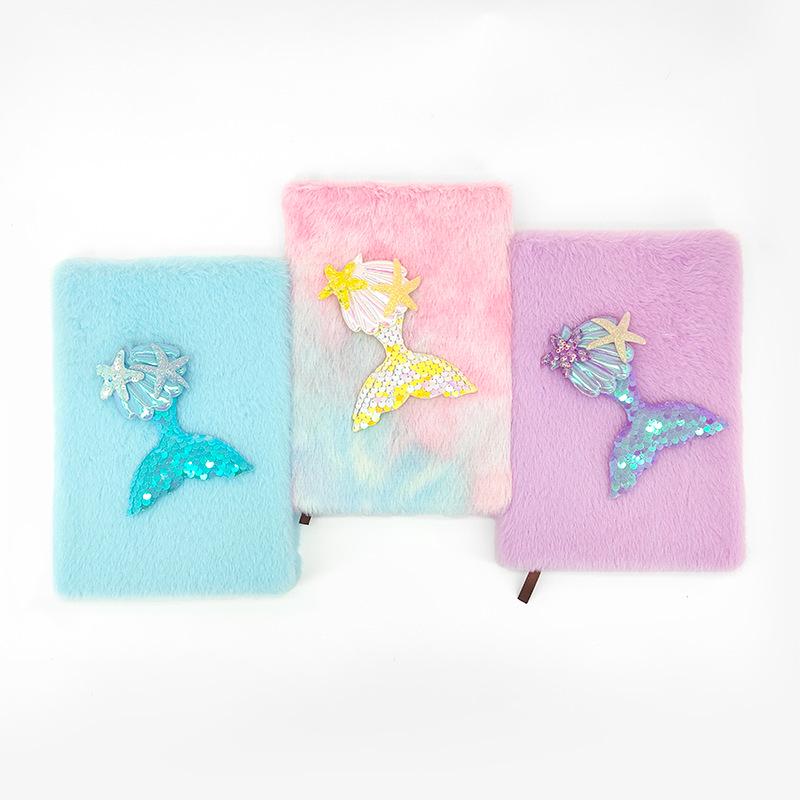 Quaderno Morbido A5 Coda di Sirena con Paillettes - 80 Fogli Diario Regalo Cartone Animato