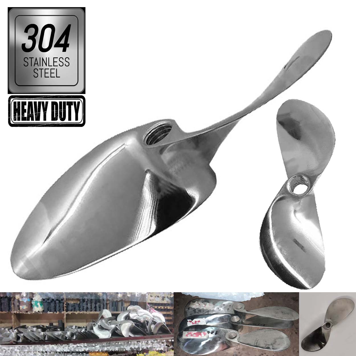 RACER Pump Boat Propeller / elesi S304 Heavy Duty Stainless steel S304 (2 BLADES) 5/8 inch