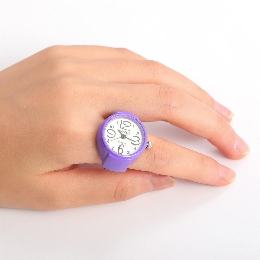 JEWELRYWE Ring Watch Business Fashion Waterproof Flip-up Cover Numeric Dial Sport Quartz Ring Watch Stainless Steel