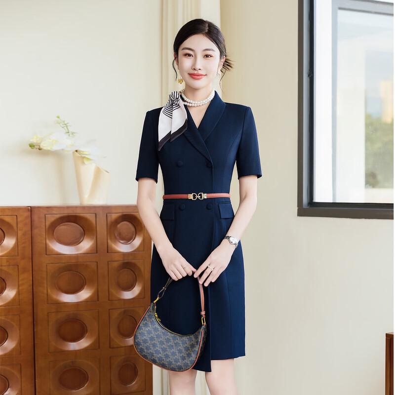 Elegant Women's Short Sleeve Professional Suit Dress