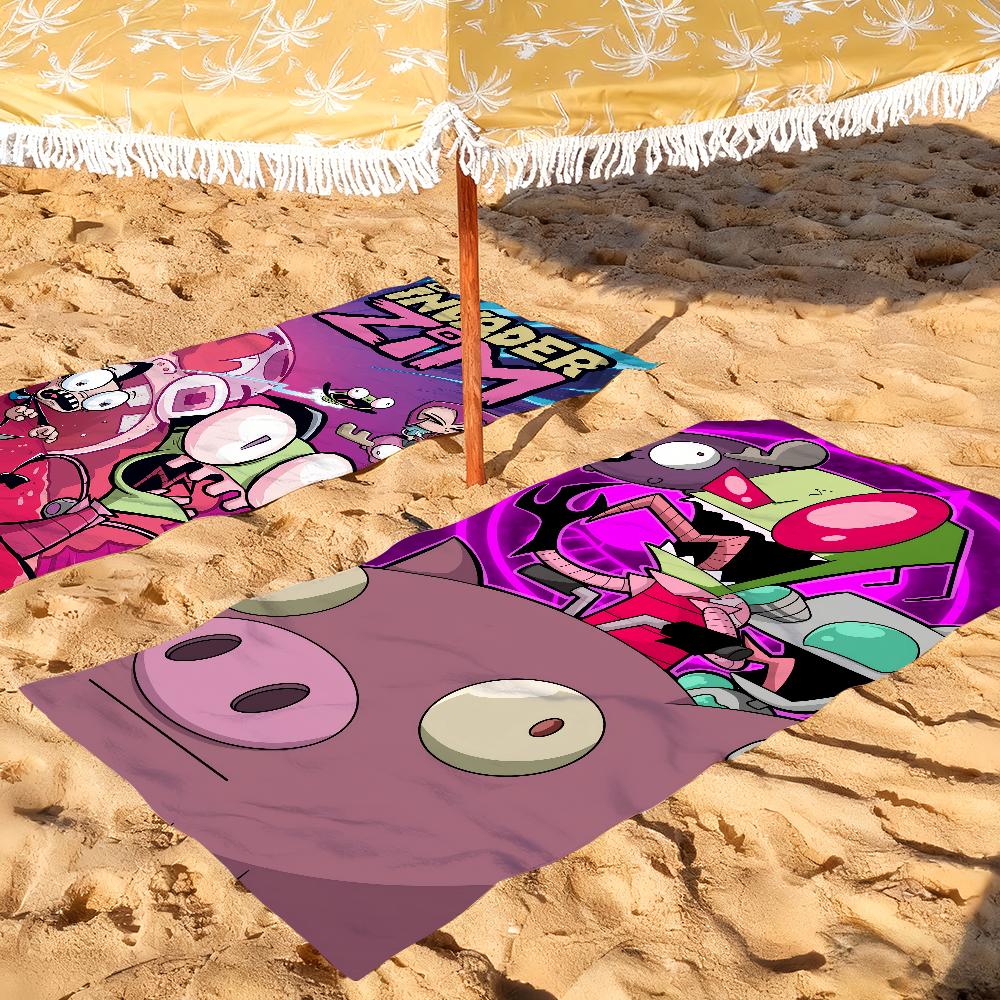 Cartoon I-Invader Zim Funny Towel Quick Dry Soft Yoga Swimming Fitness Mountain Climbing Large Beach Towels