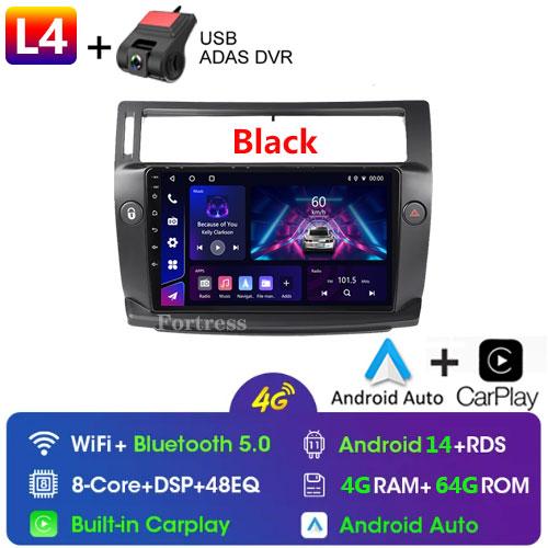 Android 14 Car Radio for Citroen C4 C-Triomphe C-Quatre 2004-2009 Multimedia Video Player Navigation GPS Carplay 4G QLED Screen