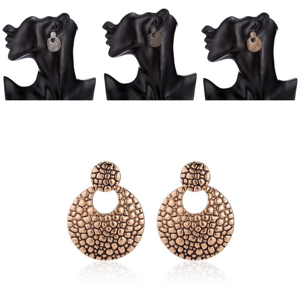 Stylish Simple Design Crackled Metal Earrings Fashionable Geometric Jewelry