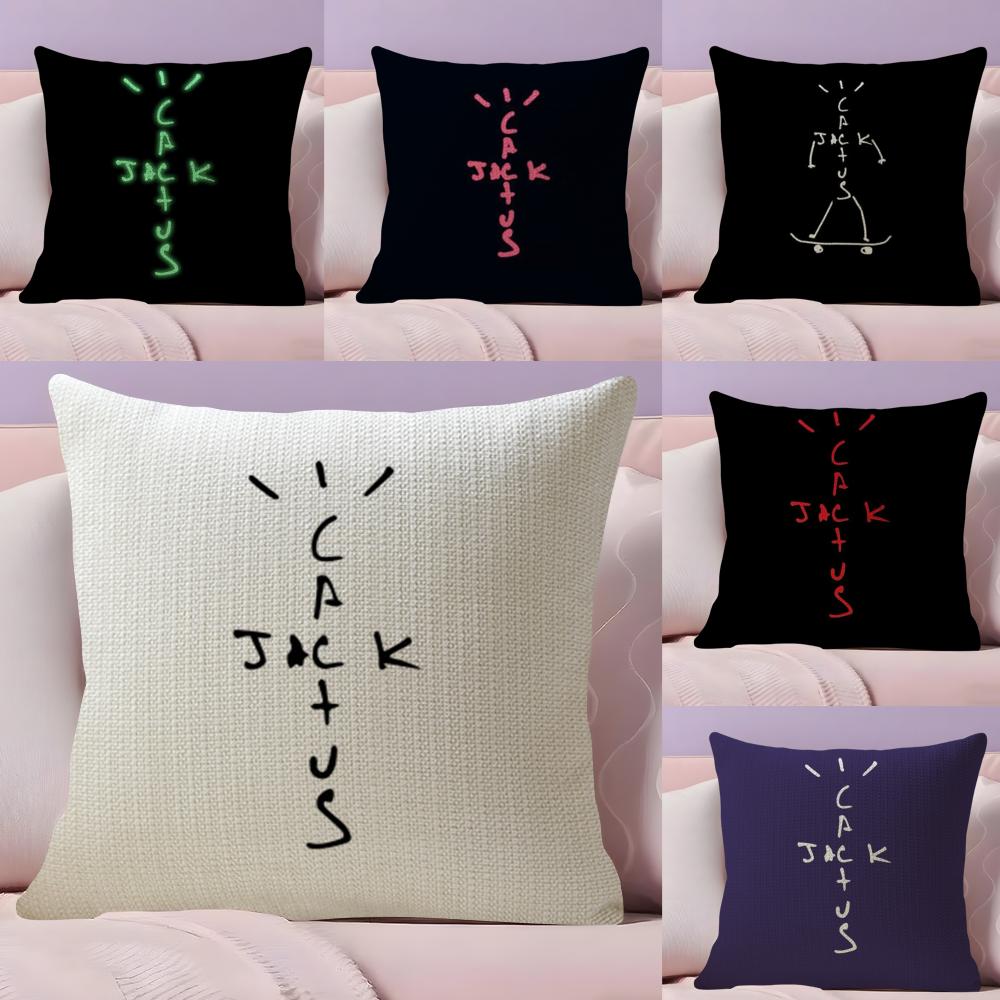 Cool CCactus jack Cushion Cover Linen Organic Fabric DoubleSided Printing Breathable Pillow Case Sofa Home Decor Gift
