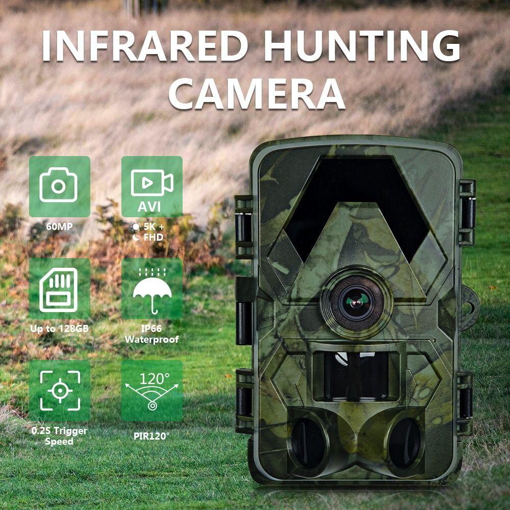 120° Wide-Angle Outdoor Infrared Trail Camera 60MP Wildlife Tracker Camera  Game Monitoring