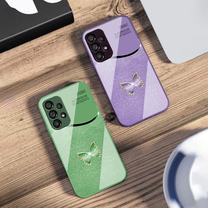 Diamant Schmetterling Für Samsung Galaxy S10 4G S20 11E 30 S21 22 S24 Fe Pro S23 S25 Ultra 5G S9 Gehärtetes Glas Handyhülle