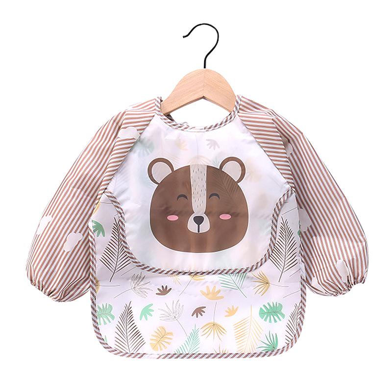 Cute Baby Bibs Toddler Baberos Bavoir Waterproof Long Sleeve Apron Cartoon Animals Children Feeding Smock Bib Baby Stuff 0-3Y