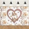 1pc Mr & Mrs Wedding Backdrop with Heart&White Roses,Party Banner for Weddings,Romantic Photo Background Decor,Wall Decor,Reusable Supplies
