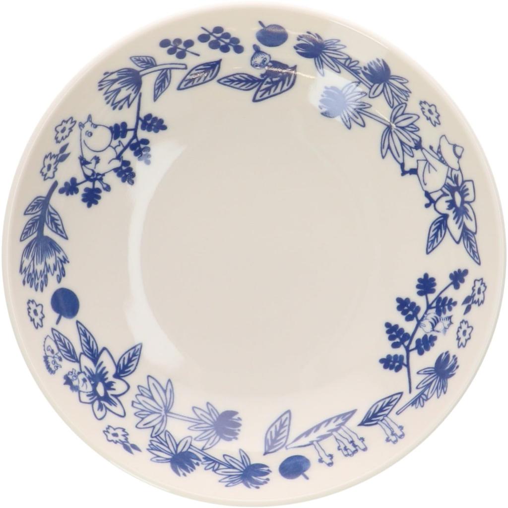 MOOMIN "Blue Flora" Bowl and Plate Set (3 pieces, 17cm each) - Nordic Style, Moomin Merchandise, Mother's Day Gift, Made in Japan, MM7000-76
