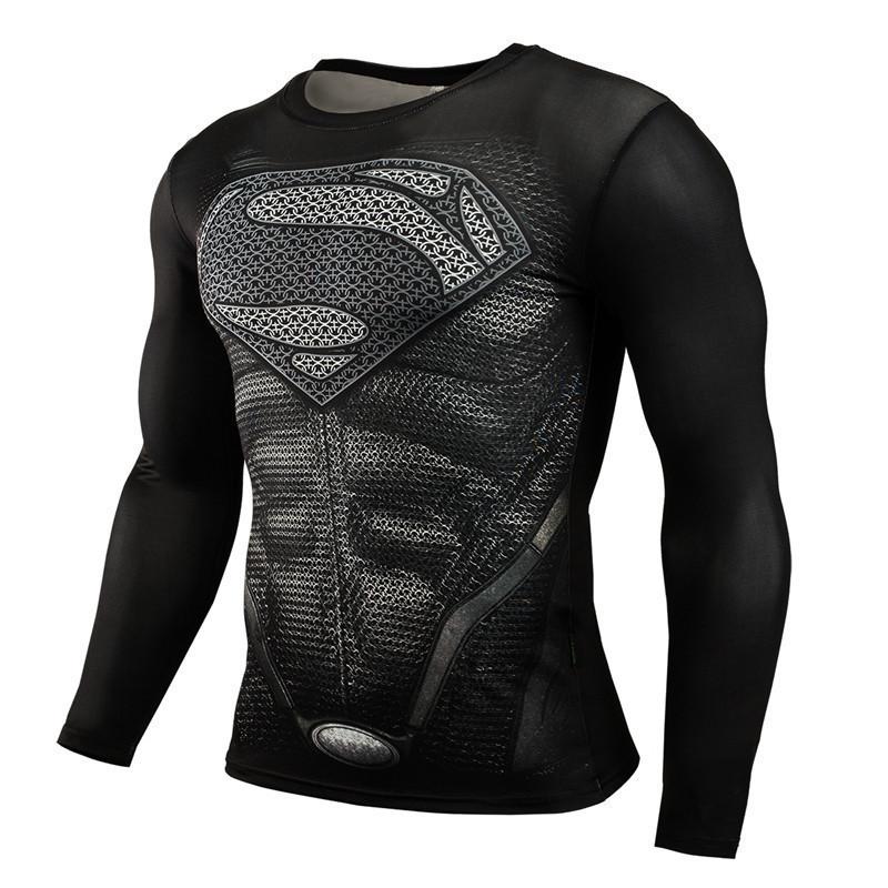 T-shirt Imprimé Numérique 3D Super-Héros Manches Longues Thème Halloween Fête Costumée Tenues de Jeu de Rôle pour Homme