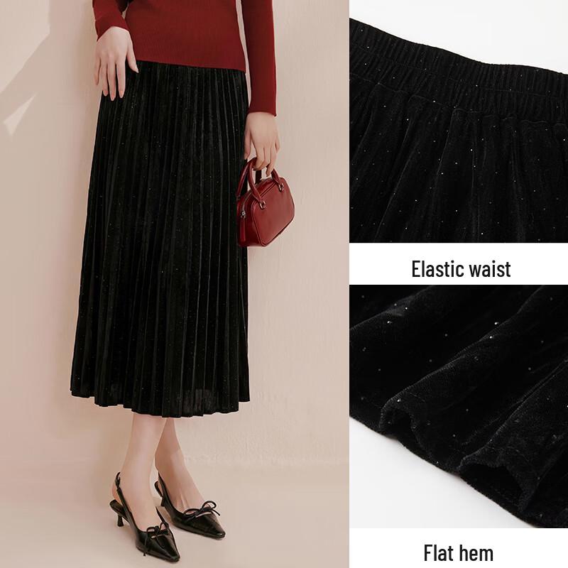 Elegant Women's Velvet A-Line Midi Skirt