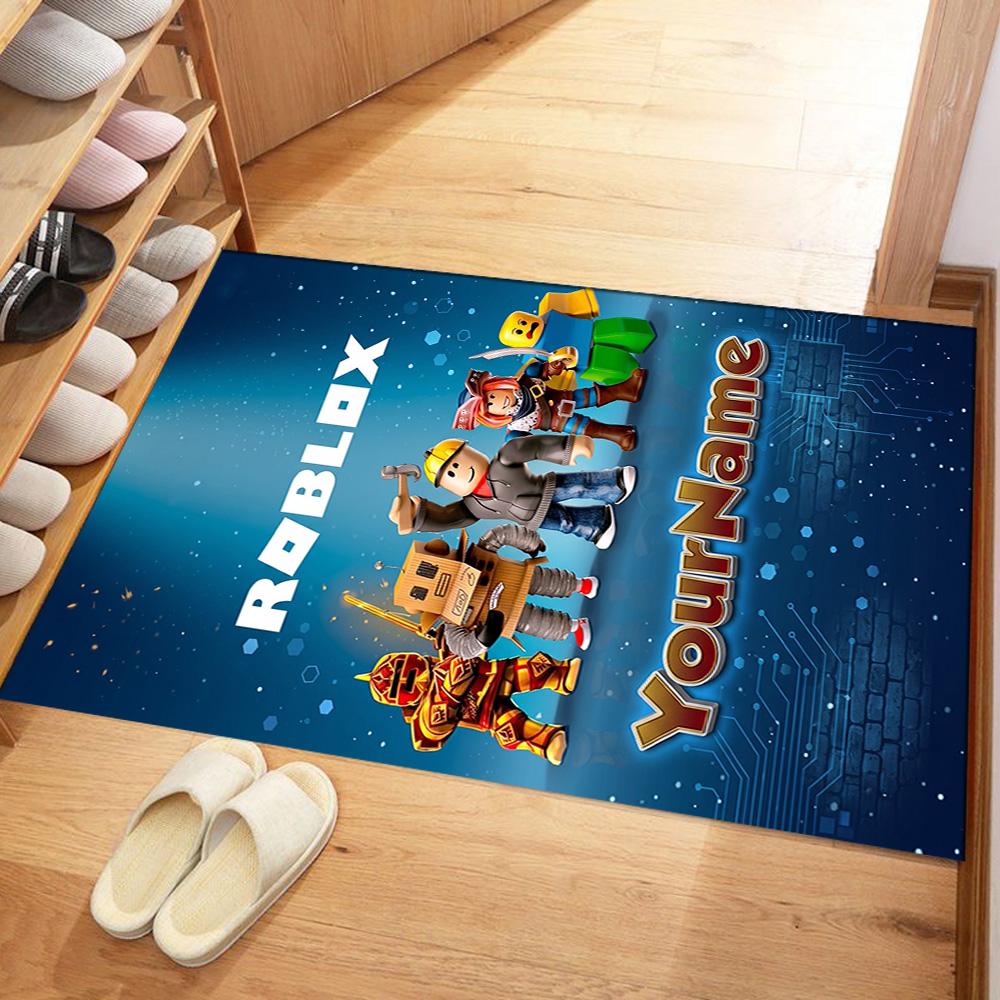 Roblox 225 Customize Text Floor Mat Design for Entryway Living Rooms Decorate Room Study Room Anti-slip Rug Office Home Decor Best for Christmas